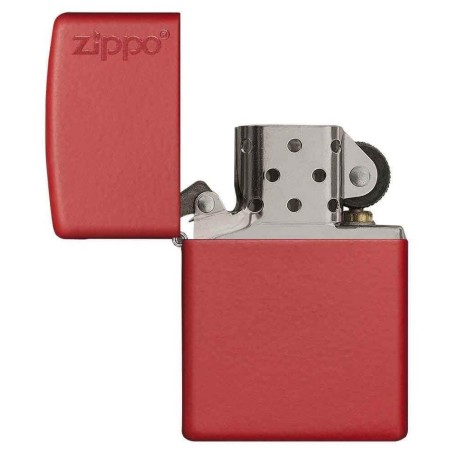 Zippo lighter matte red finish gasoline logo - Lighters - Brass