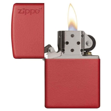Zippo lighter matte red finish gasoline logo - Lighters - Brass