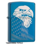 Zippo Adler und Flagge auf blauem Chrom - Feuerzeuge