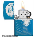 Zippo Adler und Flagge auf blauem Chrom - Feuerzeuge