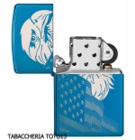 Zippo Adler und Flagge auf blauem Chrom - Feuerzeuge