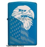 Zippo Adler und Flagge auf blauem Chrom - Feuerzeuge