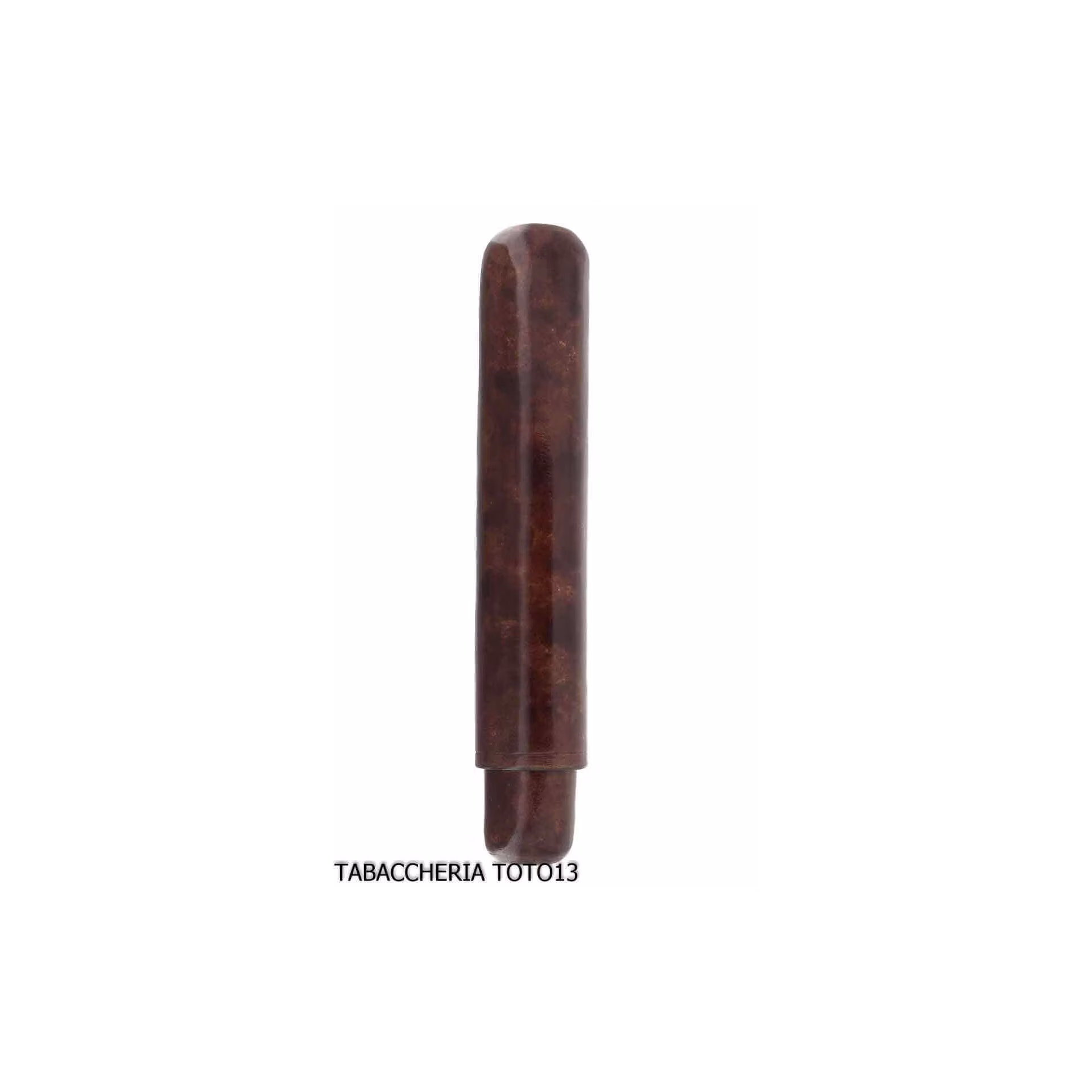 Cigar holder tube in dark briar colored Florentine leather - Accessories Cigar