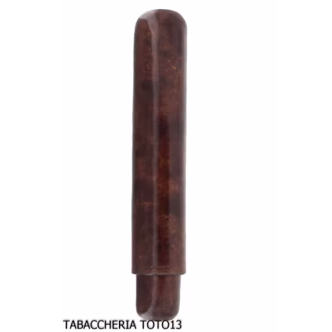 Cigar holder tube in dark briar colored Florentine leather - Accessories Cigar