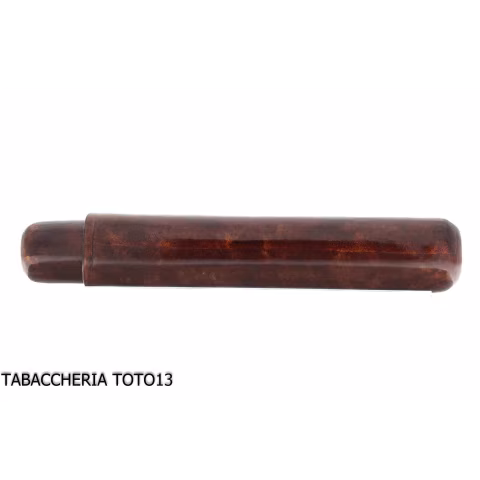 Cigar holder tube in dark briar colored Florentine leather - Accessories Cigar
