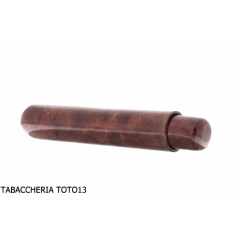 Cigar holder tube in dark briar colored Florentine leather - Accessories Cigar