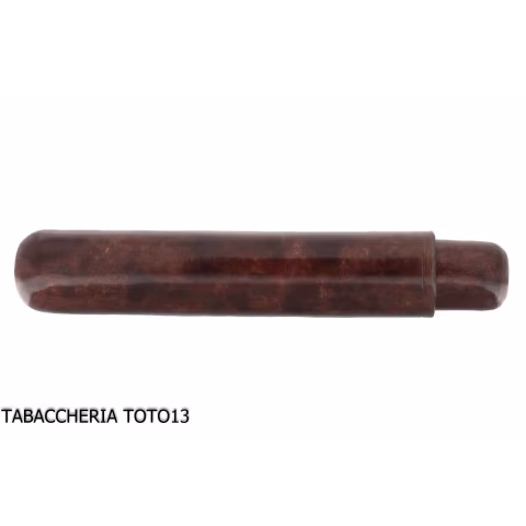 Cigar holder tube in dark briar colored Florentine leather - Accessories Cigar
