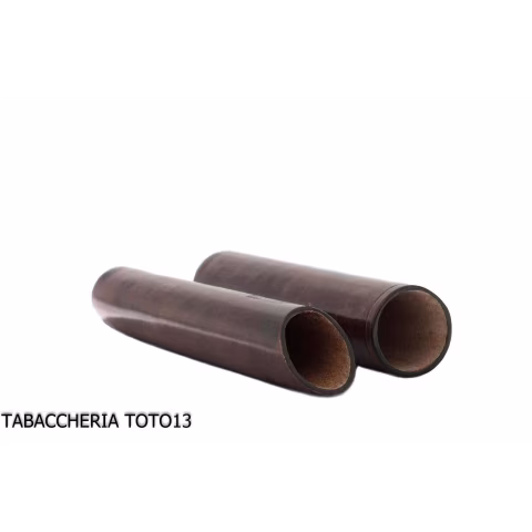 Cigar holder tube in dark briar colored Florentine leather - Accessories Cigar