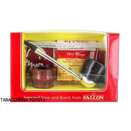 Falcon classic pipe straight with aluminum base and 2 assorted heads - Tobacco Pipes - Metal
