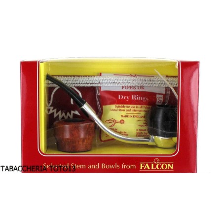 Classic curve Falcon pipe with aluminum base and 2 assorted heads-Falcon