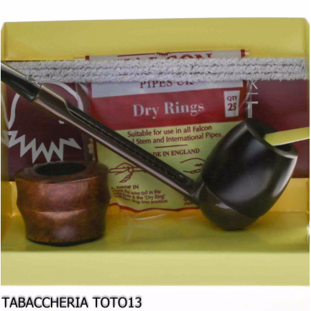 Extra straight Falcon pipe with burnished aluminum base and 2 assorted heads-Falcon