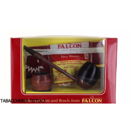 Extra straight Falcon pipe with burnished aluminum base and 2 assorted heads-Falcon