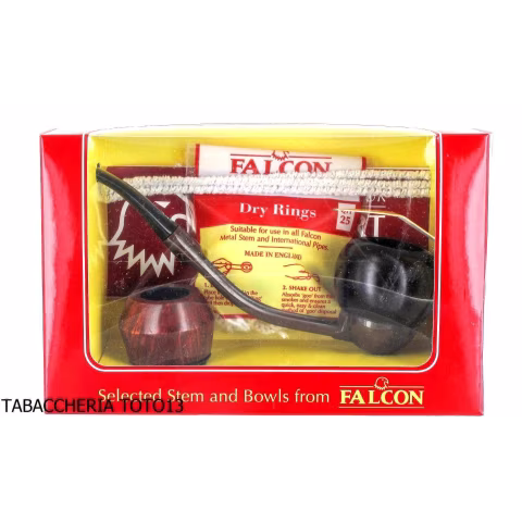 Pipa Falcon Extra curva con base alluminio brunito e 2 teste assortite-Falcon