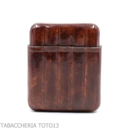 Pocket cigar holder in dark briar colored Florentine leather for 5 Tuscan - Pocket cases for half Tuscan and mezzanine - Flor