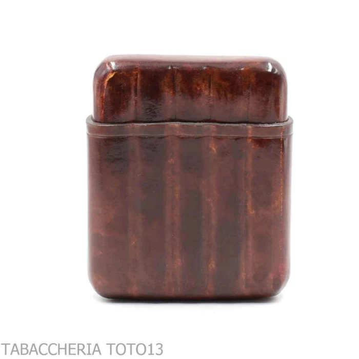Peroni Firenze - Pocket cigar holder in dark briar colored Florentine leather for 5 Tuscan