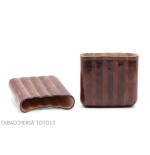 Pocket cigar holder in dark briar colored Florentine leather for 5 Tuscan - Pocket cases for half Tuscan and mezzanine - Flor