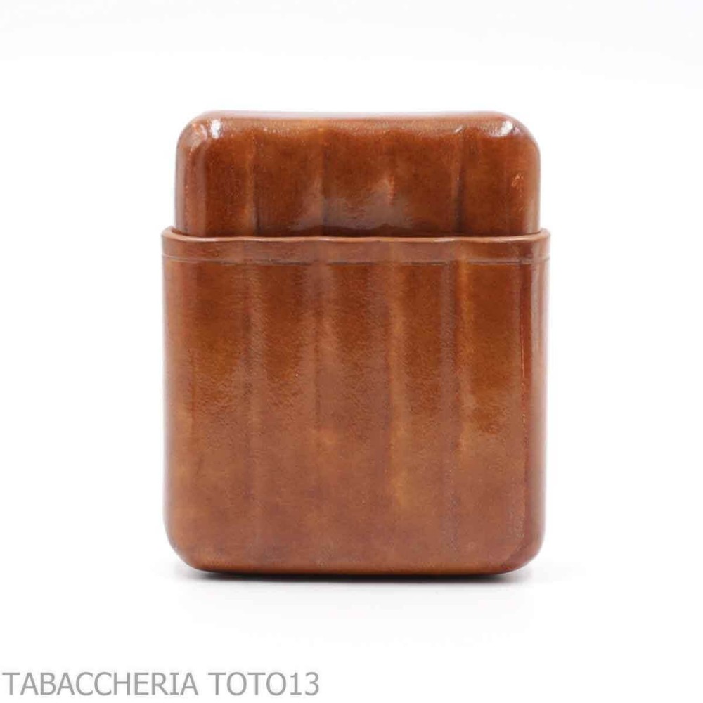 Estuche de bolsillo en piel de coñac florentino color briar para 5 entrepisos toscanos - Funda de bolsillo para media toscana