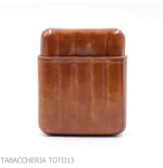 Pocket cigar case in Florentine briar-colored cognac leather for 5 Tuscan mezzanines - Pocket cases for half Tuscan and mezza