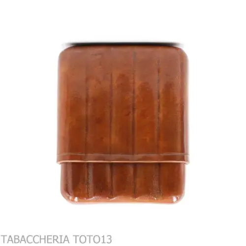 Étui à cigares de poche en cuir cognac couleur briar florentine pour 5 mezzanines toscanes - Pochettes pour demi-toscans et m