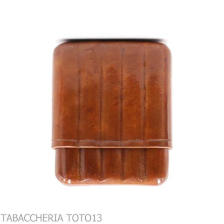 Estuche de bolsillo en piel de coñac florentino color briar para 5 entrepisos toscanos - Funda de bolsillo para media toscana