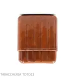 Estuche de bolsillo en piel de coñac florentino color briar para 5 entrepisos toscanos - Funda de bolsillo para media toscana