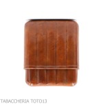 Pocket cigar case in Florentine briar-colored cognac leather for 5 Tuscan mezzanines - Pocket cases for half Tuscan and mezza