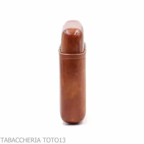 Zigarrentasche aus florentinischem cognacfarbenem Leder für 5 toskanische Mezzanine - Taschenetuis für halb toskanisch und Zw