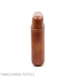 Estuche de bolsillo en piel de coñac florentino color briar para 5 entrepisos toscanos - Funda de bolsillo para media toscana