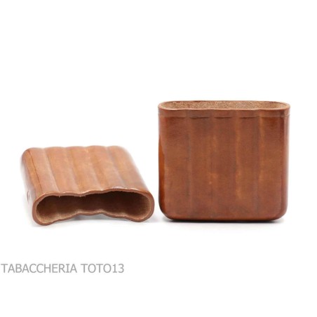 Estuche de bolsillo en piel de coñac florentino color briar para 5 entrepisos toscanos - Funda de bolsillo para media toscana