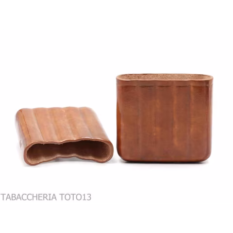 Portasigari da tasca in cuoio fiorentino color radica cognac per 5 mezzi toscani - Custodie da tasca per mezzi Toscano e amme
