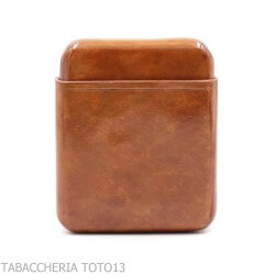 Pocket cigar case in Florentine smooth briar color cognac Peroni Firenze Pocket cases for half Tuscan and mezzanine