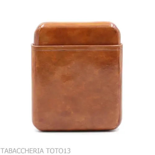 Portasigari da tasca in cuoio fiorentino liscio color radica cognac - Custodie da tasca per mezzi Toscano e ammezzati