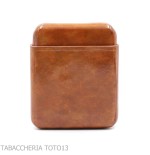 Portasigari da tasca in cuoio fiorentino liscio color radica cognac - Custodie da tasca per mezzi Toscano e ammezzati