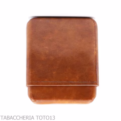 Pocket cigar case in Florentine smooth briar color cognac - Pocket cases for half Tuscan and mezzanine - Florentine leather