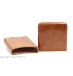 Pocket cigar case in Florentine smooth briar color cognac - Pocket cases for half Tuscan and mezzanine - Florentine leather