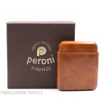 Pocket cigar case in Florentine smooth briar color cognac - Pocket cases for half Tuscan and mezzanine - Florentine leather