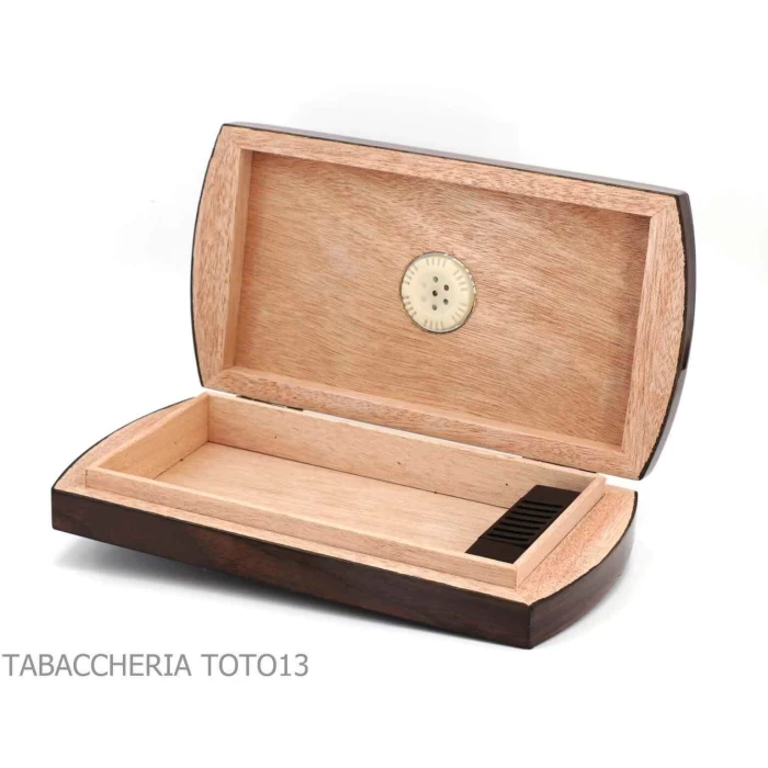 Lubinski - Boîte humidifiée pour cigares toscans en noyer avec hygromètre externe