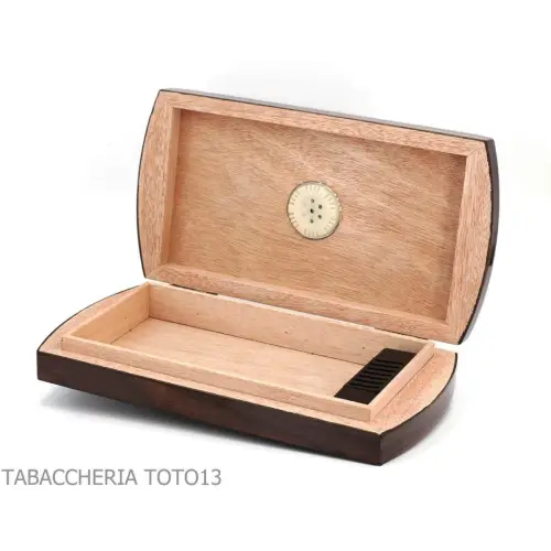 Caja humidificada para puros toscanos en nogal con higrómetro externo. - Accesorios Del Cigarro
