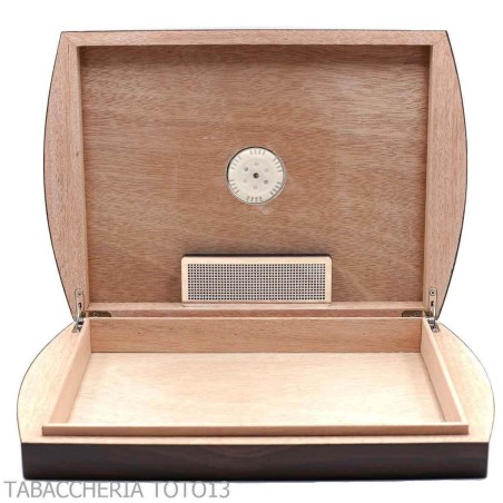 Caja humidificada grande para cigarros Toscani en nogal con higrómetro externo - Accesorios Del Cigarro
