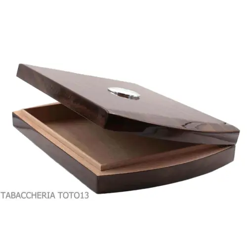 Scatola grande umidificata per sigari Toscani in noce con igrometro esterno - Accessori Per Sigari