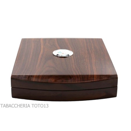 Caja humidificada grande para cigarros Toscani en nogal con higrómetro externo - Accesorios Del Cigarro