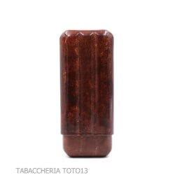 Shaped cigar holder 3 places double crown, in dark briar colored Florentine leather