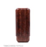 Geformte Zigarrenhalterung mit 3 Plätzen und Doppelkrone aus dunkelbraunem Florentiner Leder - Taschen-Zigarrenetui