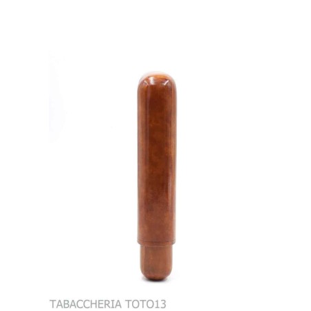 Konturierter Zigarrenhalter 3-stellig mit doppelter Krone aus florentinischem Cognac-Leder in Briar-Farbe - Taschen-Zigarrene