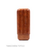 Porte-cigares profilé, double couronne, 3 places, en cuir cognac couleur cognac - étui à cigares - Cuir florentin
