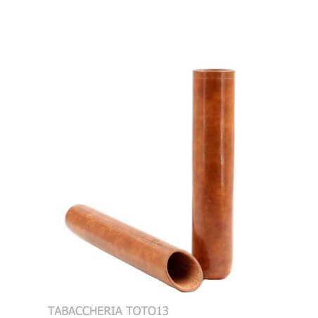 Tubo portasigari in cuoio fiorentino color radica cognac - Peroni Firenze