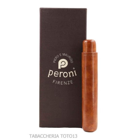Cigar holder tube in Florentine briar-colored cognac leather - Poket Case for Cigar - Florentine leather
