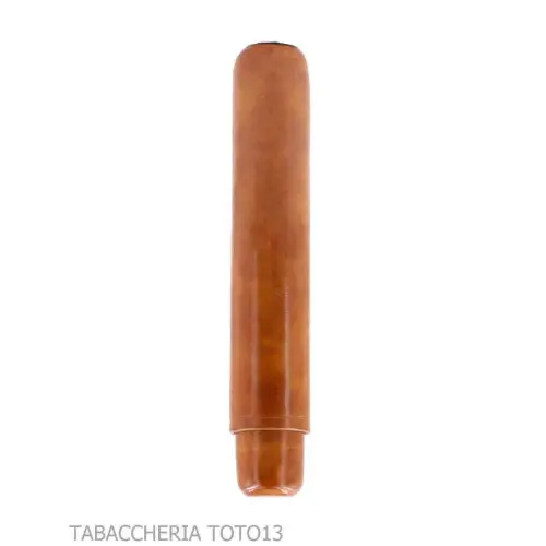 Tubo portasigari in cuoio fiorentino color radica cognac - Portasigari da Tasca