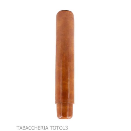 Cigar holder tube in Florentine briar-colored cognac leather - Poket Case for Cigar - Florentine leather