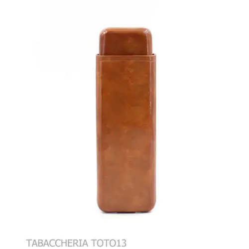 Smooth cigars pocket in Florentine briar-colored cognac leather - Pocket cases for long Toscano - Florentine leather